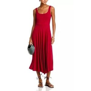 Aqua Women's Knit Sleeveless Midi Red Dress Size XS NWT